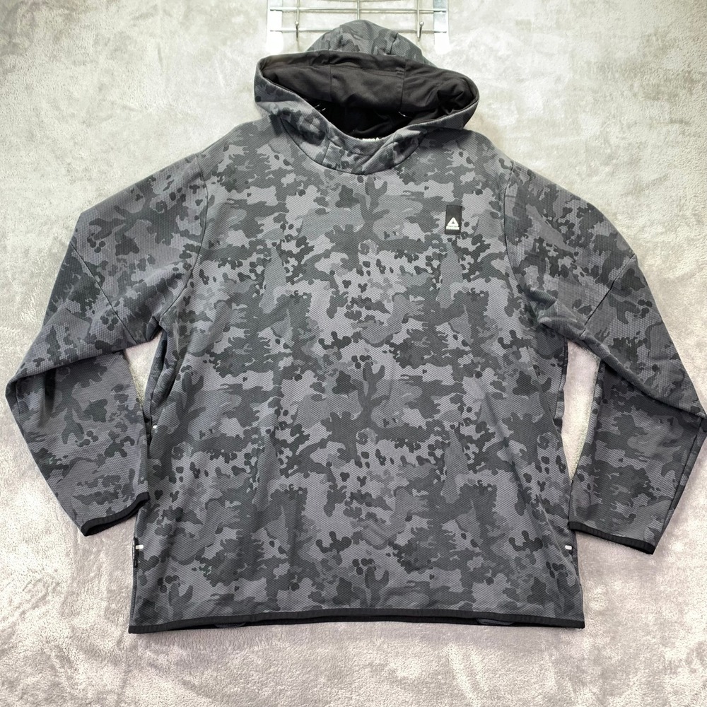 Reebok Mens Camouflage Hoodie Sweatshirt Size 2XL Full Zip Athletic Gray